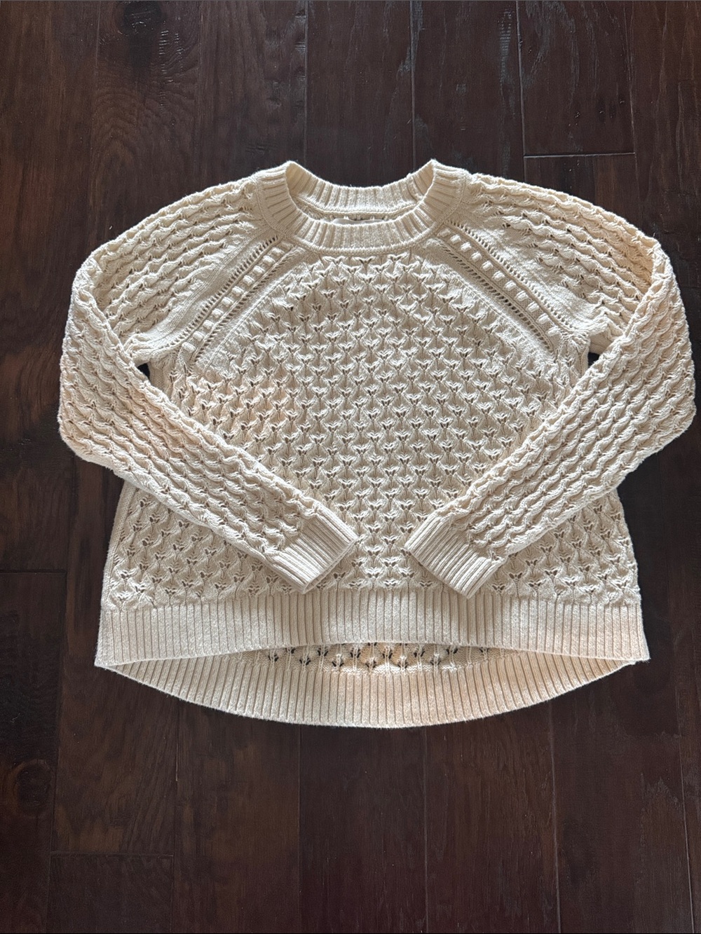 LOFT Cream Cable Stitch Crewneck Sweater
